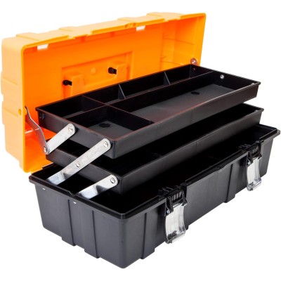 17-Inch Plastic Tool Box,3-Tiers Multi-Function Storage Portable Toolbox Organizer