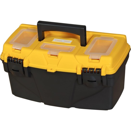 15.5" Plastic Storage Tool Box with Removable Tray: Small Toolbox Organizer With Screw Box